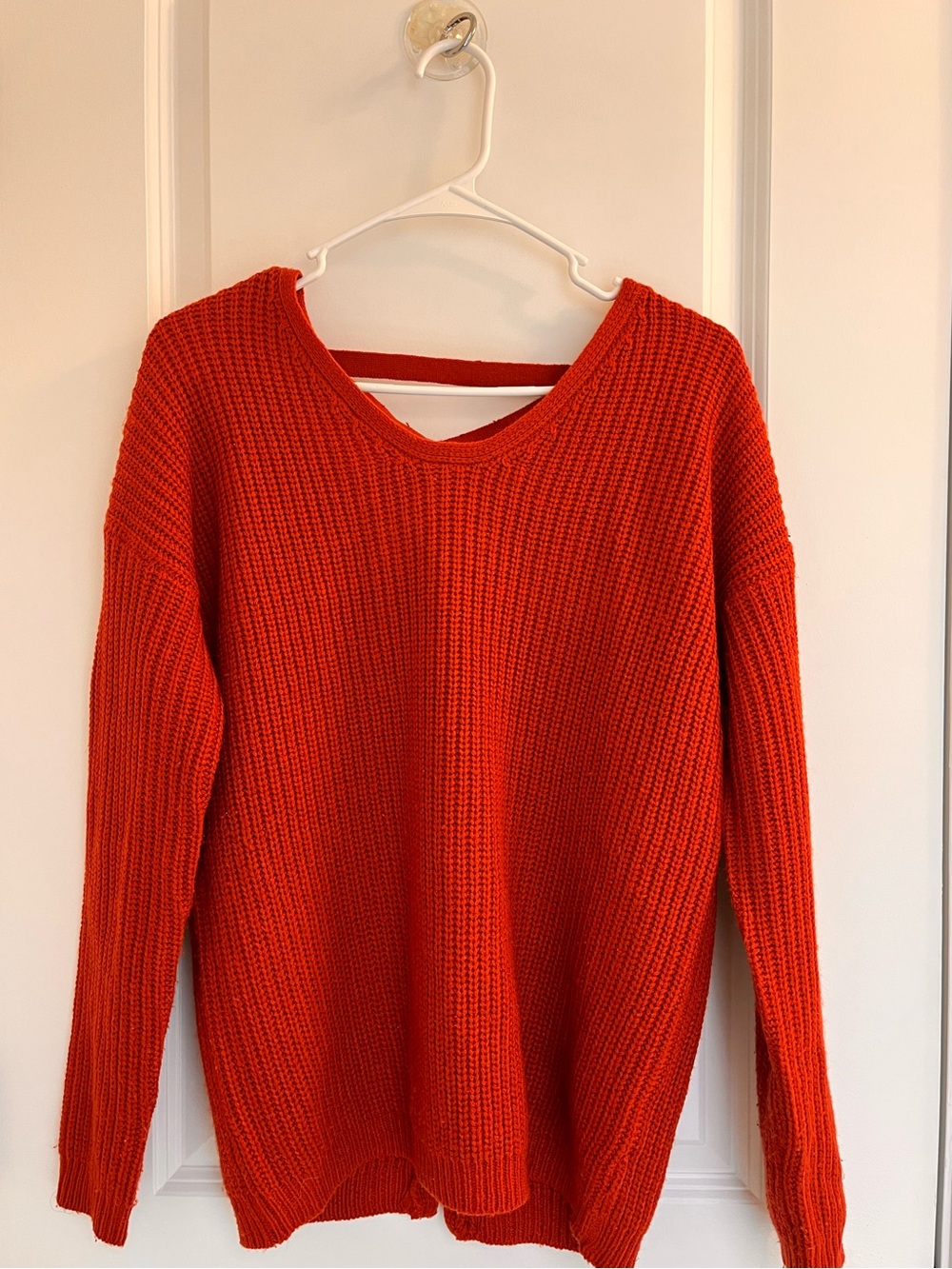 Poor Apparel Women's Burnt Orange Knit Sweater - Classic V-Neck